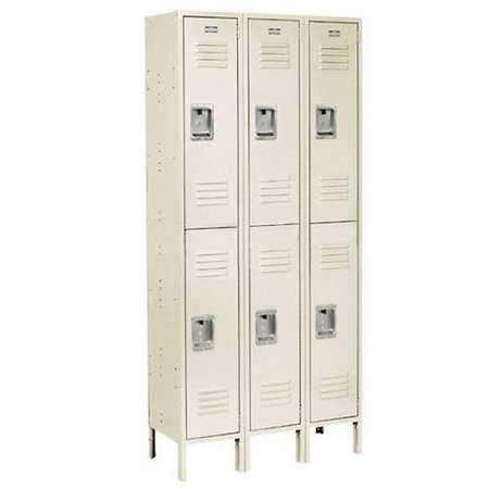 GLOBAL INDUSTRIAL Double Tier Locker, 12x18x36, 6 Door Ready To Assemble, Tan 254128TN